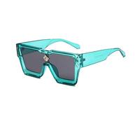 Crystal Oversized Women Sunglasses Men Shades UV400(Bluish Green Grey)