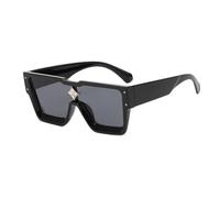 Crystal Oversized Women Sunglasses Men Shades UV400(Glossy Black Grey)
