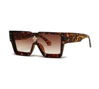 Crystal Oversized Women Sunglasses Men Shades UV400(Leopard Tea)