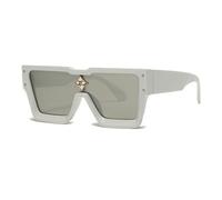 Crystal Oversized Women Sunglasses Men Shades UV400(White Frame Silver)