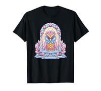 Crystal Owl Regal Vitrail Fantaisie Art T-Shirt