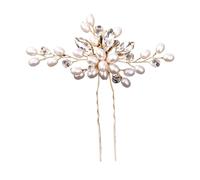 Crystal Pearl Flower Hair Pins Clips For Women Bride Jewelry Wedding Accessories Rhinestone Party Hairpin Headpiece(Black)