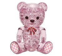 Crystal Puzzle | 3D Ours Rose | Design Transparent | 48 Pièces | Kit de Construction pour Enfants et Adultes | HCM Kinzel