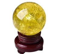 Crystal Quartz Sphere Ball Polished Citrine Crystal Ball Ornament for Feng Shui Divination Fortune Telling Tabletop Fountain Decoration Crystal Orb,8cm