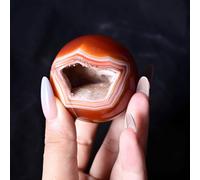 Crystal Red Twisted Agate Geode Crystal Ball Red Agate Raw Stone Polished Ball Home Decoration Ornaments,4~5cm