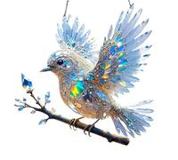 Crystal S ky Blue Bird Stained Art Ornament, Colibri Acrylique 2D Vitrail Oiseaux Pendentifs Pour Fenêtre, Pendentif Attrape-soleil Unique Pour La Décoration De La Maison Et De L'arrière-cour