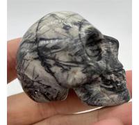 Crystal Skull 2 "White Domestic Pull Feldspar Agate Yellow Tiger Eyes Rose Stone Household Decoration Home Decor(2PCS)
