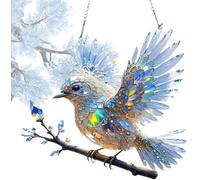 Crystal Sky Bluebird Décoration en verre teinté colibri éclatant Décoration colorée à suspendre pour fenêtre Attrape-soleil double face pour la maison, le jardin, la terrasse, les amoureux des oiseaux