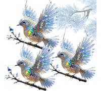Crystal Sky Bluebird Décoration en verre teinté colibri éclatant en verre teinté oiseau coloré à suspendre à une fenêtre Attrape-soleil double face pour la maison, les jardins, les terrasses, cadeaux