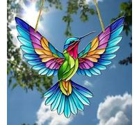 Crystal Sky Bluebird Stained Art Ornament,2D Acrylic Birds Sun Window Hanging,Stained Glass Decorations,for Windows Indoor Gardens Home Garden Modern Wall Hanging