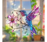 Crystal Sky Bluebird Stained Art Ornament,2D Acrylic Birds Sun Window Hanging,Stained Glass Decorations,for Windows Indoor Gardens Home Garden Modern Wall Hanging