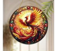 Crystal Sky Bluebird Stained Art Ornament,2D Acrylic Birds Sun Window Hanging,Stained Glass Decorations,for Windows Indoor Gardens Home Garden Modern Wall Hanging