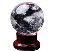 Crystal Sphere Rough White Crystal Ball Glass Ball Office Lucky Ball Feng Shui dedication polishing Gift Ornaments Fortune Telling Ball Witchcraft Gazing Ball,15cm