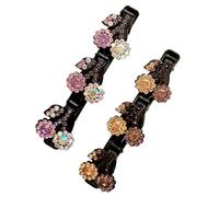 Crystal Stone Hair Clips | Cherry Rhinestone Barrettes | No Slip Acrylic Side Bangs Hold Pin | Sparkling Jewelry Headwear Grips Accessories For Women Wedding Styling
