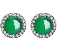 Crystal Stud Earrings,Stylish Agate Chalcedony Earrings 925 Earrings Pendant Ear Jewelry to Send His Girlfriend Elder Gift/Green