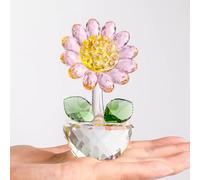 Crystal Sunflower Figurine Collectible, Small Sunflower Ornament Paperweight Table Decoration, Glass Bouquet Flowers Centerpieces for Home Decors,52x88mm