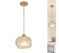 Crystal Suspension Lumière pendante Moderne Cristal Lampe suspendue Abat-jour Moderne E27 Plafonnier Métal pour cuisine Salle à manger Table à manger Salon Restaurent Escalier Salle de séjour, Doré