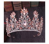 Crystal Tiara Crown Elegant Princess Crown Tiara Femme Bride Wedding Party Birthday Girl Accessoires (Couleur: Golden Red, Taille: Couronne) (Golden Green Crown)