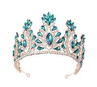 Crystal Tiara Crown Elegant Princess Crown Tiara Femme Bride Wedding Party Birthday Girl Accessoires (Couleur: Golden Red, Taille: Couronne) (Golden Green Crown)