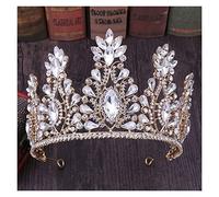 Crystal Tiara Crown Elegant Princess Crown Tiara Femme Bride Wedding Party Birthday Girl Accessoires (Couleur: Golden Red, Taille: Couronne) (Golden Green Crown)