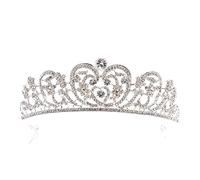 Crystal Tiara Crown Elegant Princess Crown Tiara Femme Bride Wedding Party Birthday Girl Hair Accessoires (couleur: argent épais, taille: couronne) (Couronne des diamants blancs)