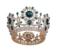 Crystal Tiara Crown Elegant Princess Crown Tiara Femme Bride Wedding Party Girl Girl Accessoires (couleur: blanc, taille: couronne) (Golden Green Crown)