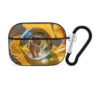 Crystal Tiger Coque pour AirPod Pro, coque rigide anti-rayures en polycarbonate avec porte-clés, accessoires pour AirPod Pro 2e/1ère coque pour homme et femme, style noir