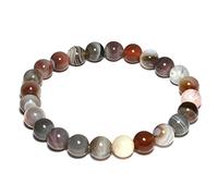 CrystalAge Bracelet de perles rondes en agate du Botswana de 8 mm