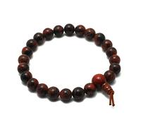 CrystalAge Bracelet en perles d'acajou et obsidienne