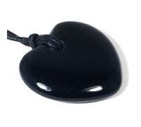 CrystalAge Collier de pierres de naissance Capricorne - Cœur en obsidienne Noir, Unisex, Décontracté, Noeud coulissant, 40 cm