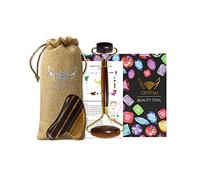 Crystali Gua Sha Set - Rouleau et Grattoir de Massage Facial Anti-Âge - Peau Saine et Jeune - Œil de tigre d’Afrique du Sud