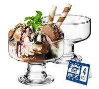 CRYSTALIA Premium Bols à Crème Glacée en Verre Lot 4, SANS PLOMB 265 ml, Bols à Dessert, Plats à Sundae, Coupes à Fruits, Verres à Crème Glacée, Plats à Pudding
