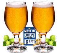 CRYSTALIA Premium Verre a Biere, Lot de 6 Verres à Bière, 400ml 100% SANS PLOMB Verres à Bierre à Pied, Verre à Bière Artisanal Tulipe et Bieres IPA, Coupes Dégustation de Bier