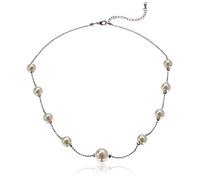Crystalline Azuria Collier avec fausses perles blanches plaquées or blanc ou rose 18 carats pour femme, All, Perle synthétique, Imitation perle