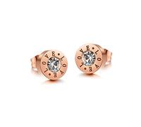 Crystalline Azuria Femme Boucles d'Oreilles Cercle 18 ct Plaqué Or Rosé avec Cristaux Blancs en Zircone Amour gravé