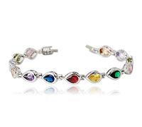 Crystalline Azuria Femme Bracelet Tennis 18ct Plaqué Or Blanc avec Cristaux Multicouleurs Larmes