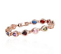 Crystalline Azuria Femme Bracelet Tennis 18ct Plaqué Or Rosé avec Cristaux Multicouleurs Larmes