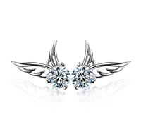 Crystalline Azuria Femme Clous Boucles d'Oreilles Ailes d'anges 18ct Plaqué Or Blanc avec Cristaux Blancs