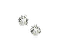Crystalline Azuria Femme Clous Boucles d'Oreilles Coccinelles 18ct Plaqué Or Blanc avec Blancs imitation Perles
