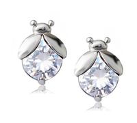 Crystalline Azuria Femme Clous Boucles d'Oreilles Coccinelles 18ct Plaqué Or Blanc avec Cristaux Blancs en Zircone