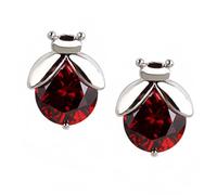 Crystalline Azuria Femme Clous Boucles d'Oreilles Coccinelles 18ct Plaqué Or Blanc avec Cristaux Rouges en Zircone