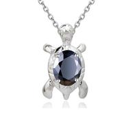 Crystalline Azuria Femme Collier avec Pendentif Tortue 18ct Plaqué Or Blanc avec Cristaux Noir en Zircone