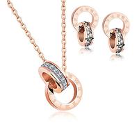 Crystalline Azuria Femme Ensemble Collier et Clous Boucles d'Oreilles 18ct Plaqué Or Rosé avec Cristaux Blancs