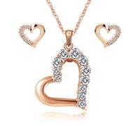 Crystalline Azuria Femme Ensemble en Coeur Collier et Clous Boucles d'Oreilles 18ct Plaqué Or Jaune avec Cristaux Blancs