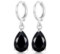 Crystalline Azuria Femme Pendantes Boucles d'Oreilles 18ct plaquées or Blanc avec Cristaux en Zircone Larmes Noires
