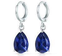 Crystalline Azuria Femme Pendantes Boucles d'Oreilles Larme 18ct Plaqué Or Blanc avec Cristaux Bleu imitation Saphir en Zircone