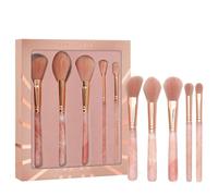 CRYSTALLOVE 5 pcs - Set de pinceaux de maquillage, pour la fondation d'ombres à paupières, le visage, pinceau blendable blush pour les débutants, les contours, les lumières - rose