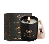 CRYSTALLOVE Bougie Parfumée en Verre - Bougie Naturelle de Soja à l'obsidienne noire et à l'oud - Bougie - Bougie Cadeau pour Femme et Homme- 220g - Bougie longue durée pour la maison