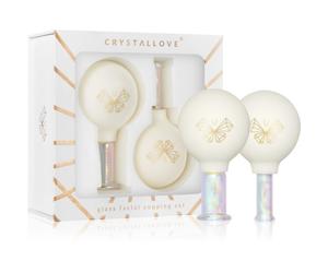 Crystallove Glass Facial Cupping Set lot d’accessoires de massage visage, cou et décolleté 2 pcs