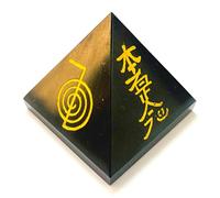 Crystalmiracle Black Agat Bagua Crystal Healing Gemstone Wellness Fabriqué à la main pour unisexe, Hauteur 35 à 40 mm Base 40 à 50 mm environ